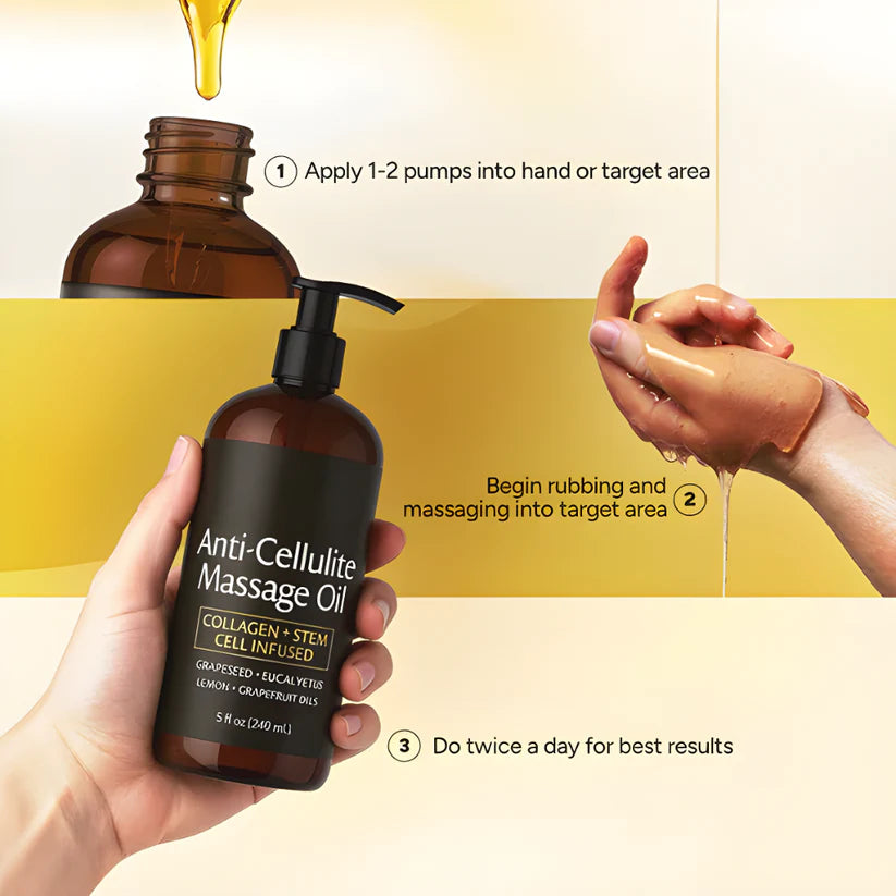 Anti-Cellulite Massage Oil with Collagen & Stem Cell – 8 Fl Oz