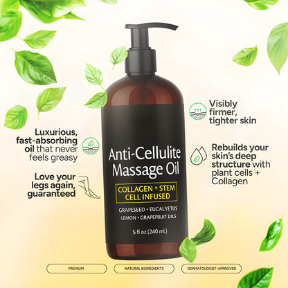 Anti-Cellulite Massage Oil with Collagen & Stem Cell – 8 Fl Oz